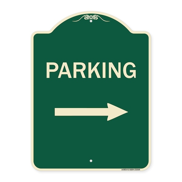 Parking Right Arrow Heavy-Gauge Aluminum Architectural Sign, 24" x 18", G-1824-23364